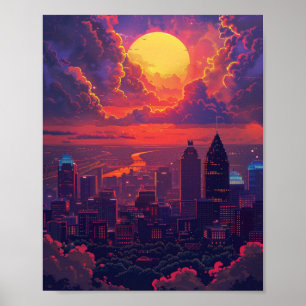 Affiche Beau coucher de soleil Louisville Kentucky USA