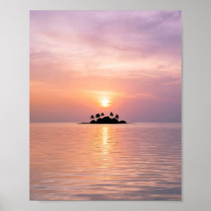 Affiche Beau coucher de soleil sur une petite île, le prem