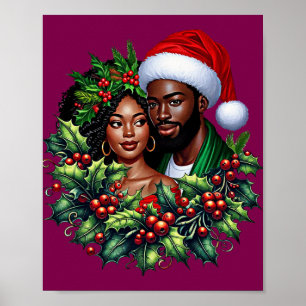 Affiche Beau couple noir Holly noël art de la couronne