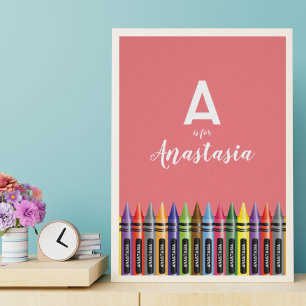 Affiche Beau Crayon Art Rose Décor Chambre Monogramme