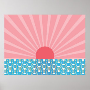 Affiche Beau design moderne du lever du soleil du nouvel a