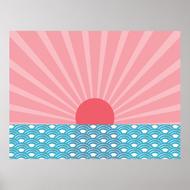 Affiche Beau design moderne du lever du soleil du nouvel a (Devant)