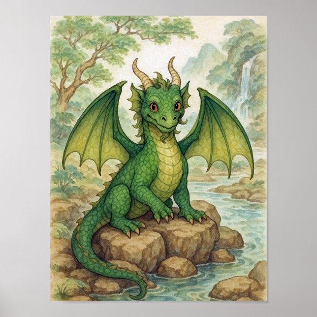 Affiche Beau dragon vert (Devant)