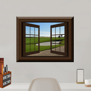 Affiche Beau Fake Window View Golf Course