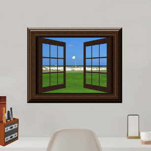Affiche Beau Fake Window View Golf Course
