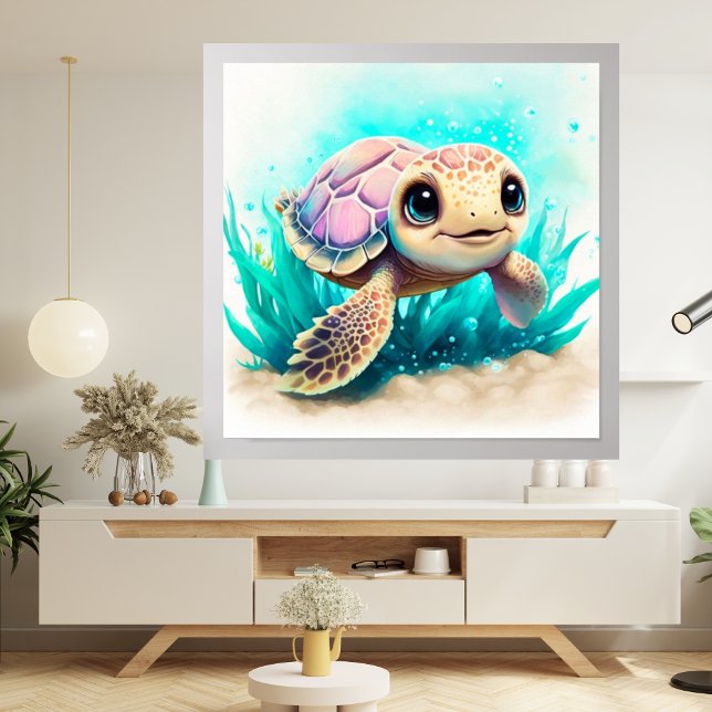 Affiche Beau Garçon Océan Mer Tortue Mignonne Cadeaux Colo (Créateur téléchargé)