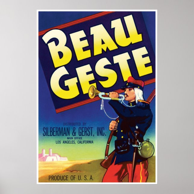 Affiche Beau Geste Adventure Novel de P. C. Wren Vintage (Devant)