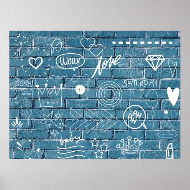 Affiche Beau graffiti sur mur vert calligraphie (Devant)