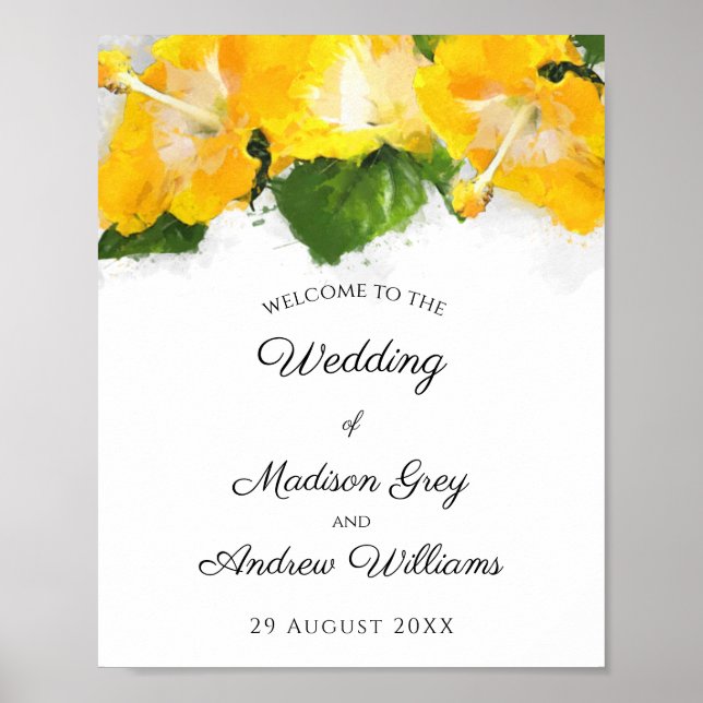Affiche Beau Hibiscus Jaune Mariage d'art (Devant)