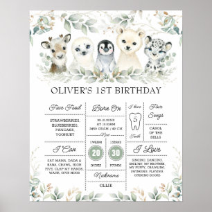 Affiche Beau hiver Animaux d'art Premier anniversaire Jalo