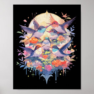 Affiche Beau Hummingbirds Jour des terres d'observation de