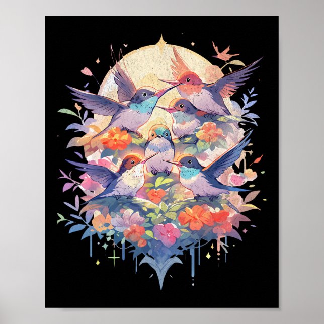 Affiche Beau Hummingbirds Jour des terres d'observation de (Devant)