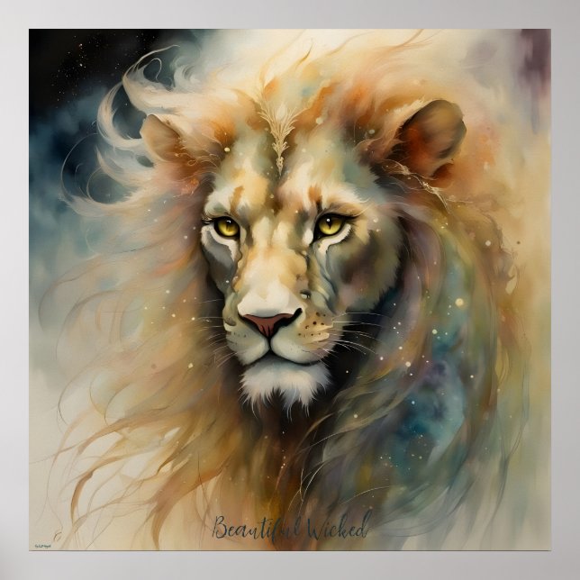 Affiche Beau Imaginaire AI méchant Art numérique d'impress (Devant)