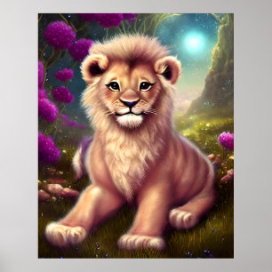 Affiche Beau Imaginaire Cute Kawaii Lion Cub