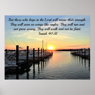 AFFICHE BEAU ISAIAH 40:31 COUCHER DE SOLEIL SUR LE LAC