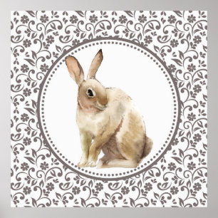 Affiche Beau lapin de Pâques ornemental