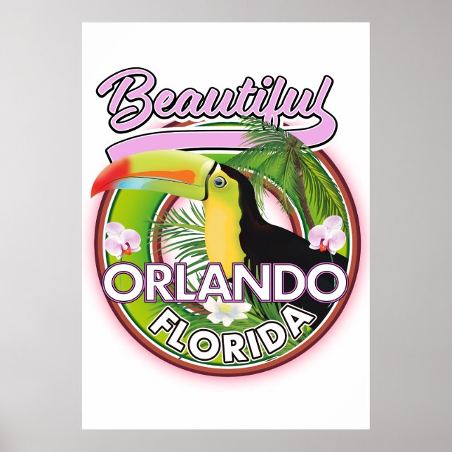 Affiche Beau logo de voyage Miami Orlando (Devant)