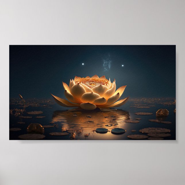 Affiche Beau Lotus, Lac, Zen Sombre (Devant)