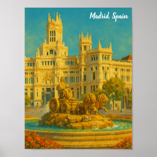 Affiche Beau Madrid Espagne Art de Voyage Rétro