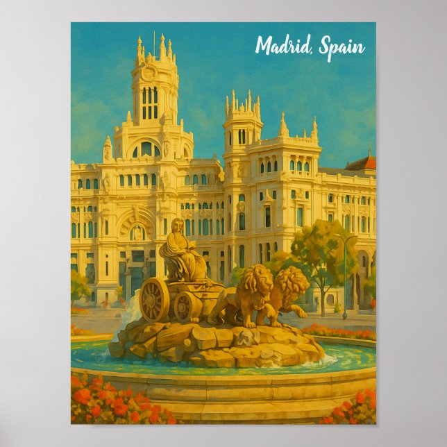 Affiche Beau Madrid Espagne Art de Voyage Rétro (Devant)
