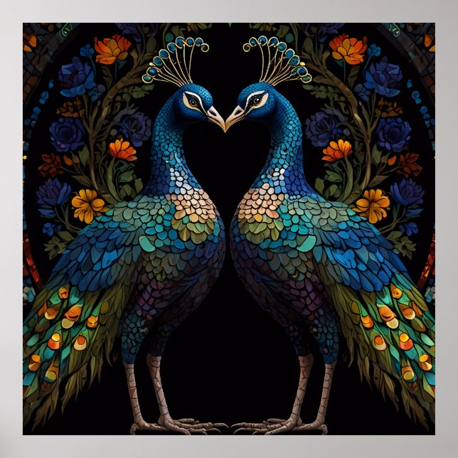 Affiche Beau Majestic Peacock Couple Cushion (Devant)