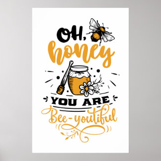 Affiche beau miel abeille mot art