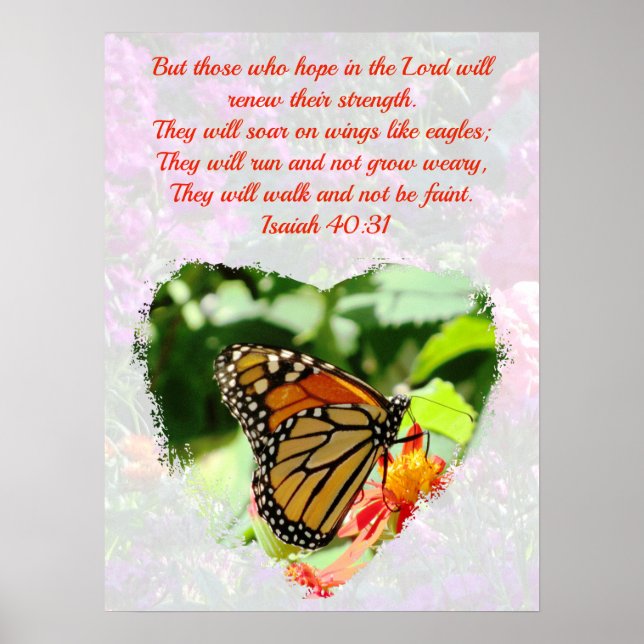 AFFICHE BEAU MONARCH BUTTERFLY ISAIAH 40:31 VERSE (Devant)