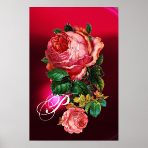 AFFICHE BEAU MONOGRAMME DE ROSES ROSES