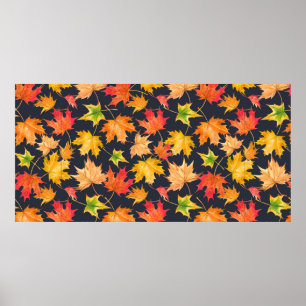 Affiche Beau motif d'automne transparent avec aquarelle