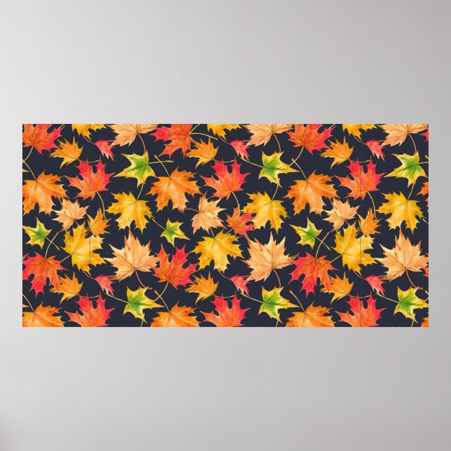Affiche Beau motif d'automne transparent avec aquarelle (Devant)