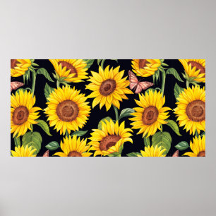 Affiche Beau motif de tournesols