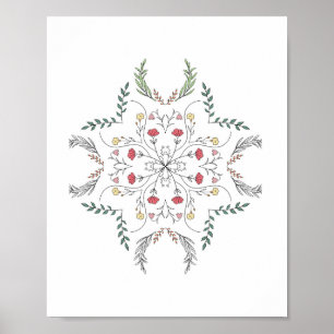 Affiche Beau motif floral, mandala