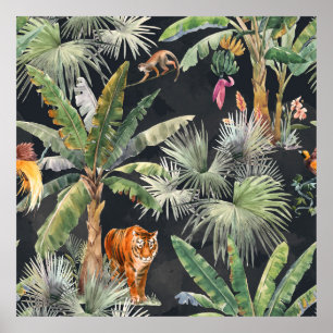 Affiche Beau motif transparent avec aquarelle tropica