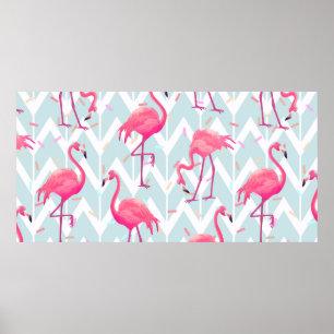 Affiche Beau motif tropical transparent avec flamme rose