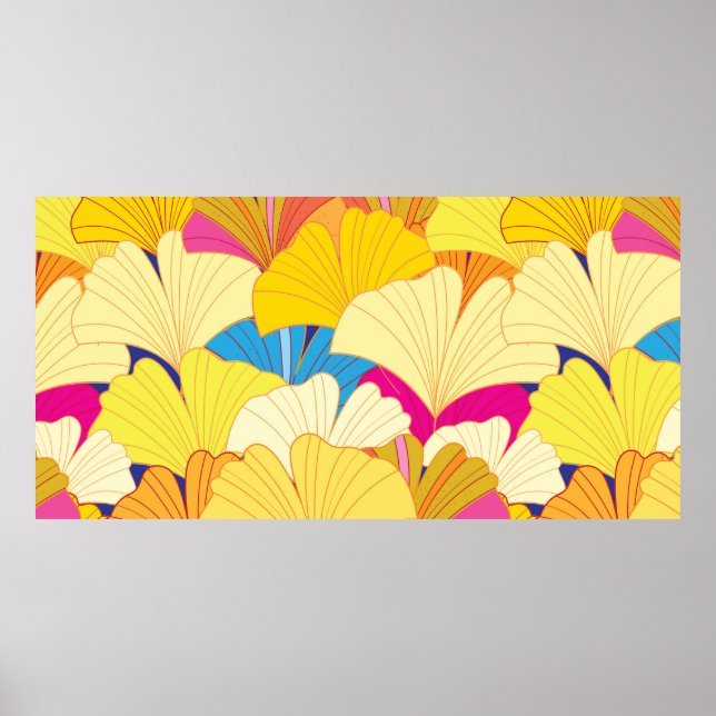 Affiche Beau motif Vintage sans couture de jaune (Devant)