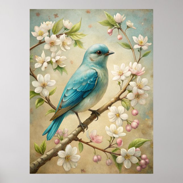 Affiche Beau Oiseau Turquoise (Devant)