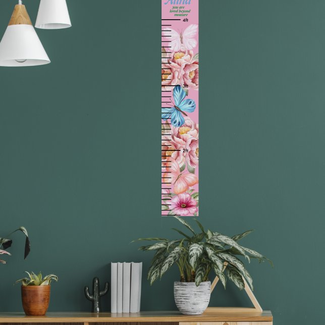 Affiche Beau Papillon rose Floral Girls Graphique de crois (Salon 1)