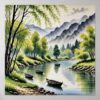 Affiche Beau paysage chinois