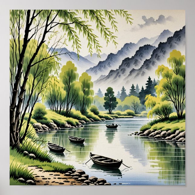 Affiche Beau paysage chinois (Devant)