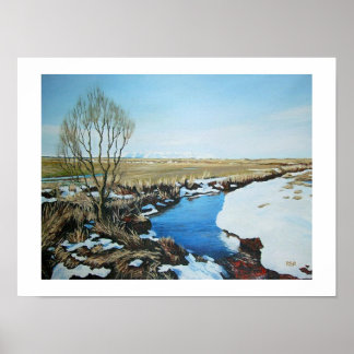 Affiche Beau paysage de neige islandais paysage beaux art
