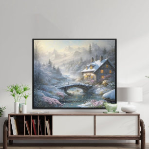 Affiche Beau paysage moderne d'hiver de neige