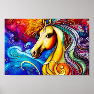 Affiche Beau Rainbow Horse Portrait