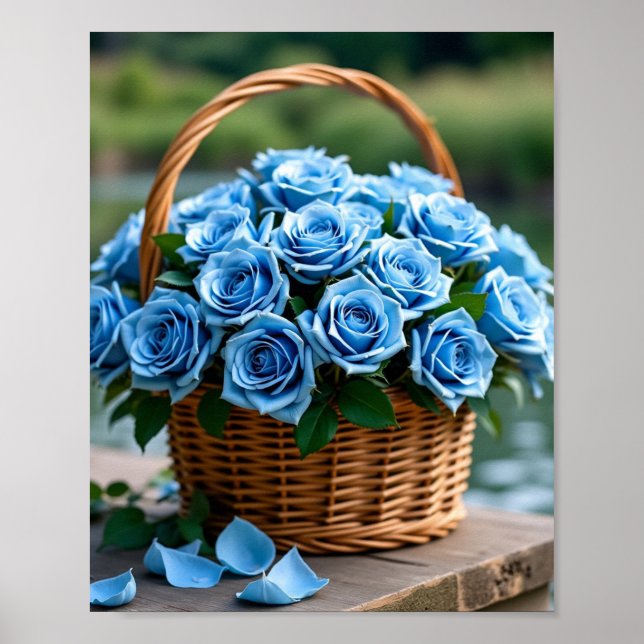 Affiche Beau rose en bleu (Devant)