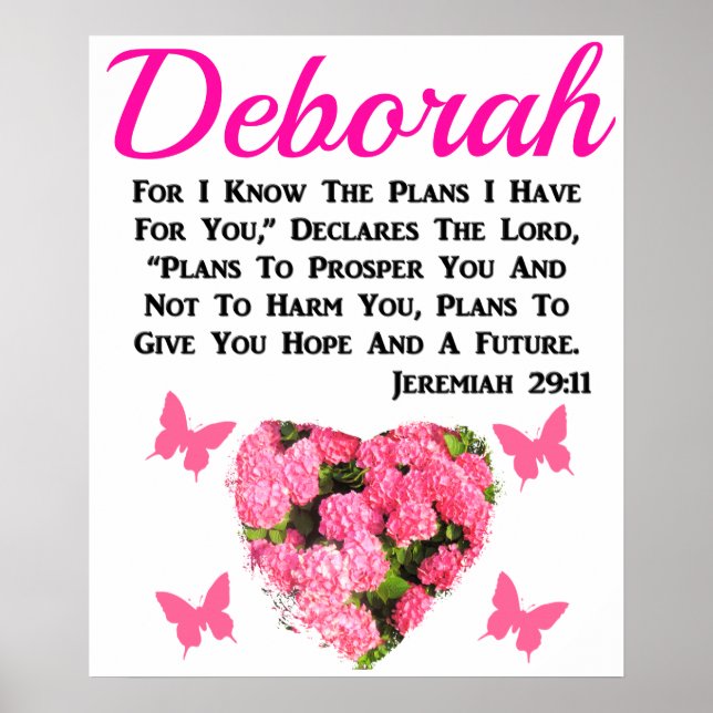 AFFICHE BEAU ROSE FLORALE PERSONNALISÉ JEREMIAH 29:11 (Devant)