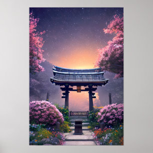 Affiche Beau Sanctuaire au coucher du soleil