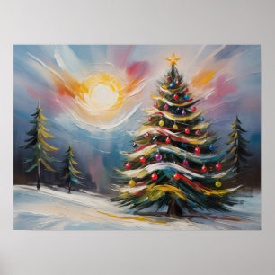 Affiche Beau sapin de Noël dans Snowy Wonderland