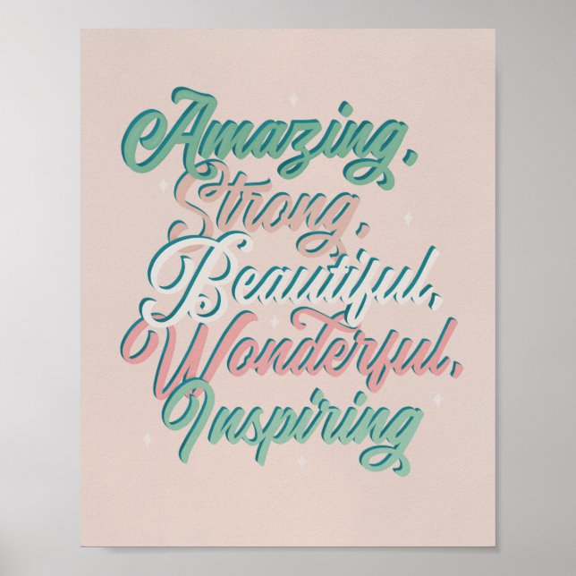 Affiche Beau script de typographie 3D inspirant (Devant)