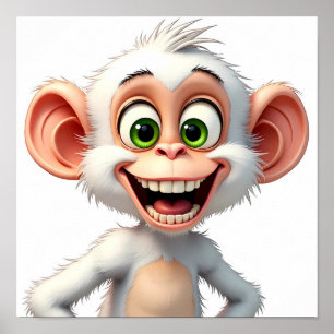 Affiche Beau singe blanc souriant