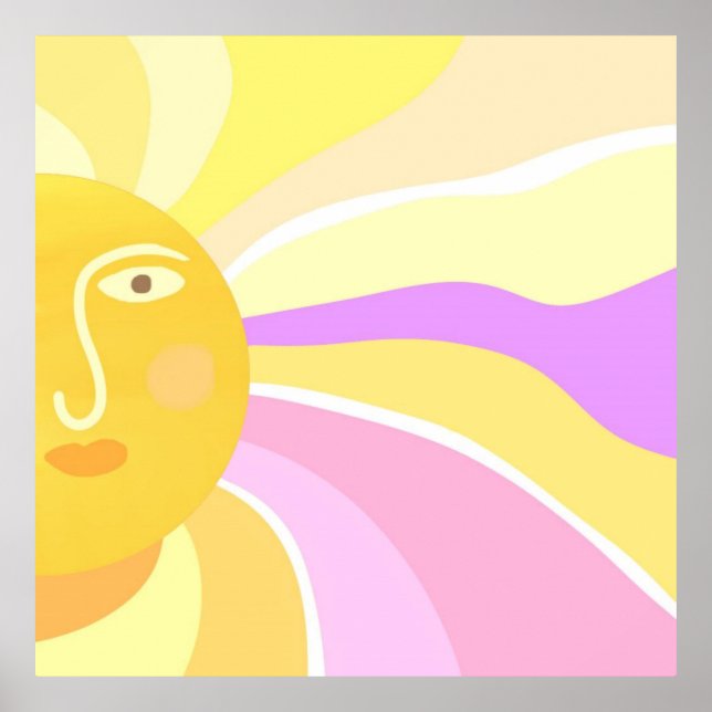 Affiche beau soleil peinture abstraite (Devant)