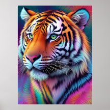 Beau Tie Dye Tiger Motif AI Art
